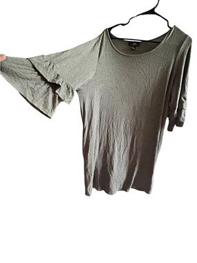 AGB Olive Ruffle Bell Sleeve Top